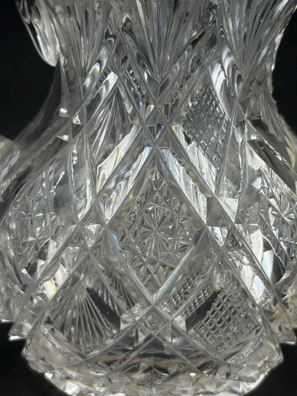 TW Signed Vintage Cut Crystal Jug Pitcher Creamer Pourer Vessel Tableware Decor